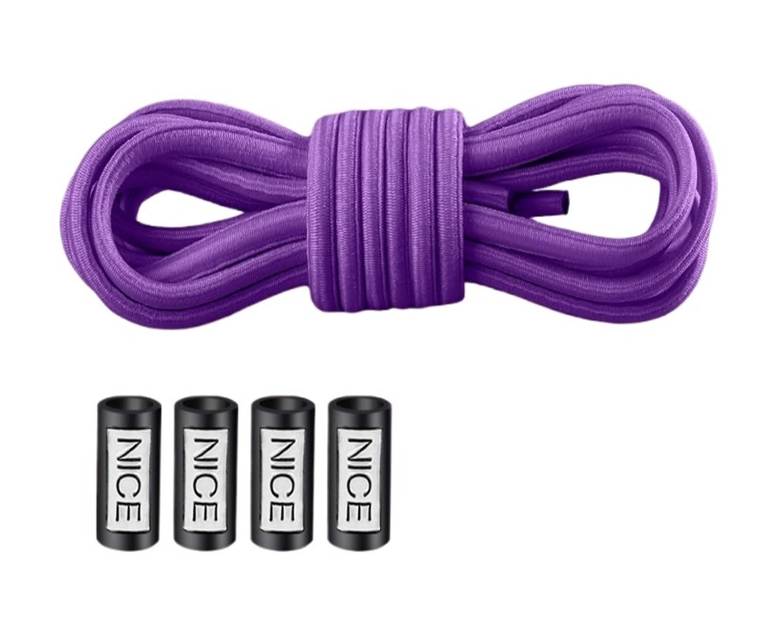 GPDNBIEU Shoelaces, Men's Elastic Leather Band For Shoes Casual Round Shoelace Rope(Purple)