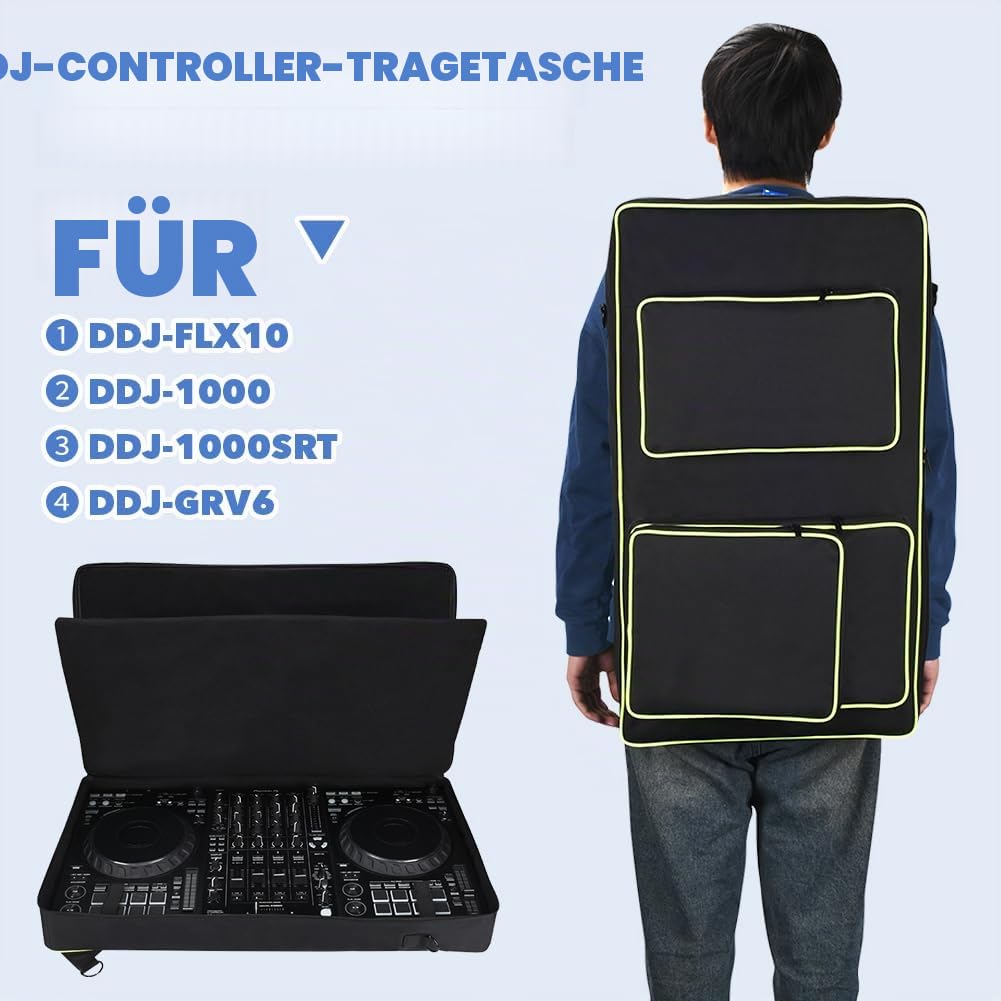 Meijunter DJ Controller Tragetasche Kompatibel mit Pioneer DJ DDJ-FLX10/DDJ-1000/DDJ-1000SRT Portable DJ Controller für AlphaTheta DDJ-GRV6 Aufbewahrungstasche mit Schultergurt