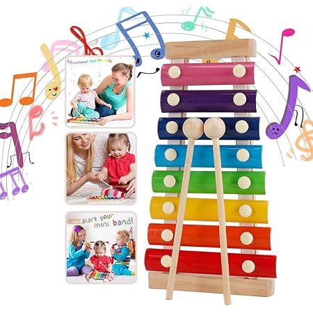 Xilofono In Legno Per Bambini 8 Note - Giocattolo Musicale Educativo Con Bacchette - Foto 11
