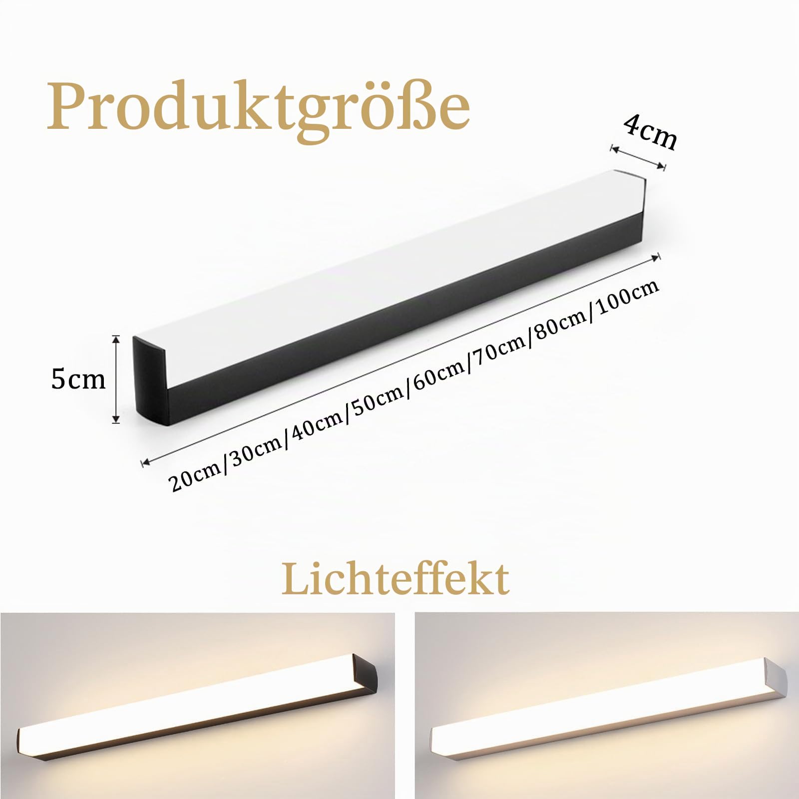 LED Spiegelleuchte Badezimmer IP44 Wasserdicht Wasserdicht Badleuchte Modern Wandleuchten Metall Aluminium Badschrank Küche Badezimmerschrank Spiegelleuchten 3000K/6500K (Silber Weißes Licht,100cm)