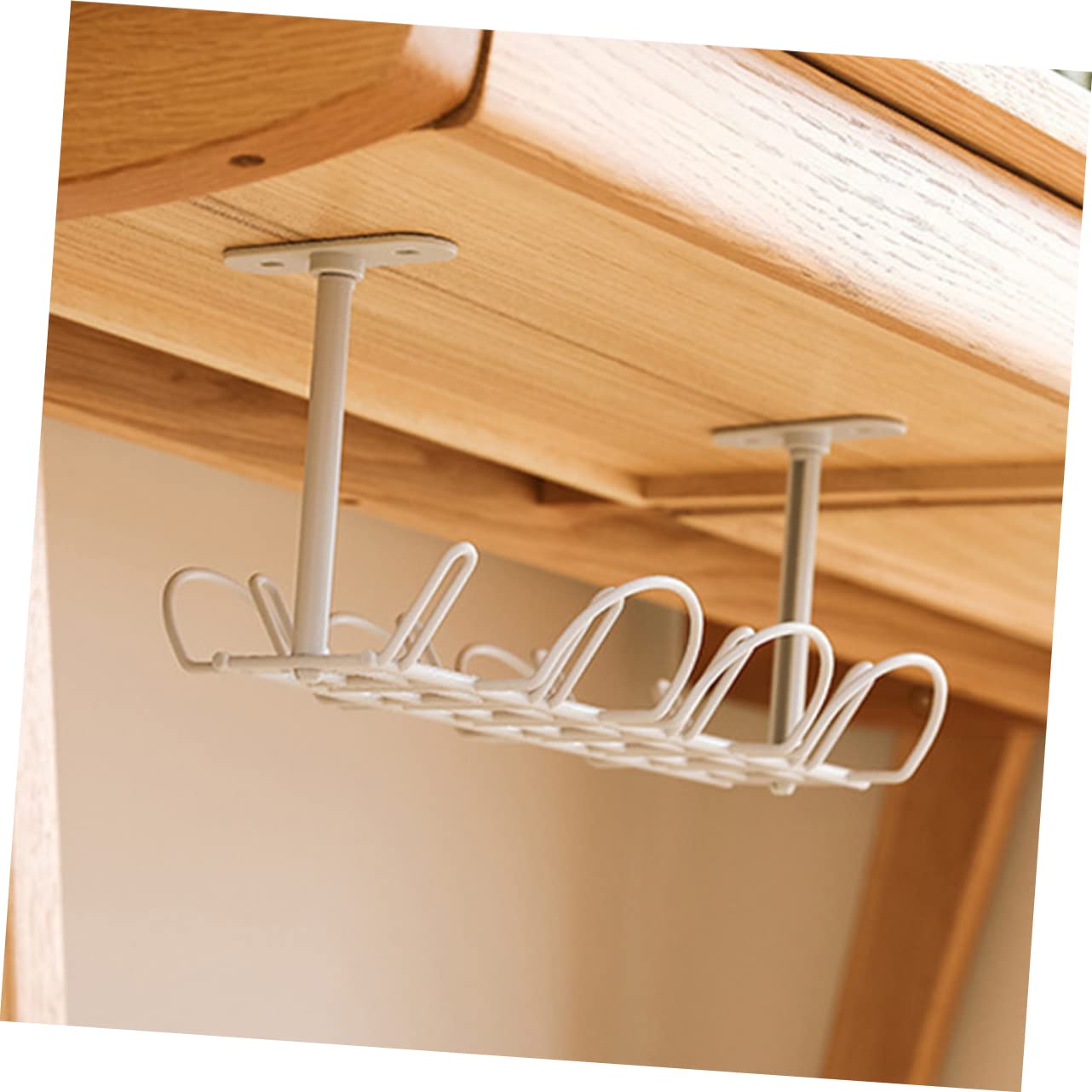 Organizador de Cables de Hierro Blanco Debajo del Escritorio para Regletas | Malla Resistente, Instalación Sencilla, Mantiene Adaptadores y Cables Ordenados, para Dormitorio y Sala