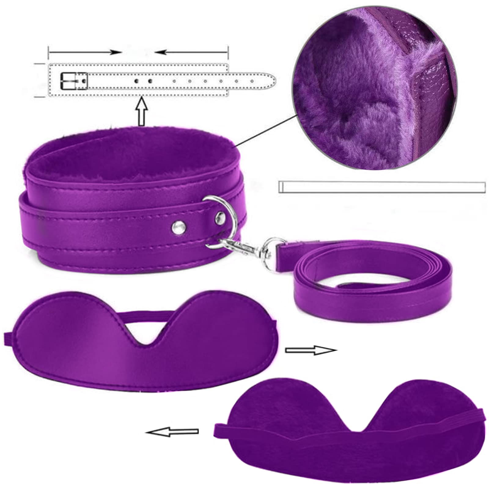 Qoosea 15 Piezas SM Bondage Kit, SM Bondage Erótico Set Juguetes Sexuales Plug Anal Butt Plug Set para Parejas BDSM Restraints Kits Esposas para Principiantes y Experimentados (Púrpura)