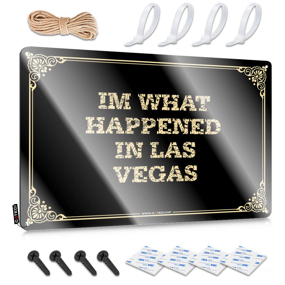 MGHTLCCME Tin Signs Im What Happened In Las Vegas Tin Sign Tin Signs Camping Rules Decor Signs(20X30CM)