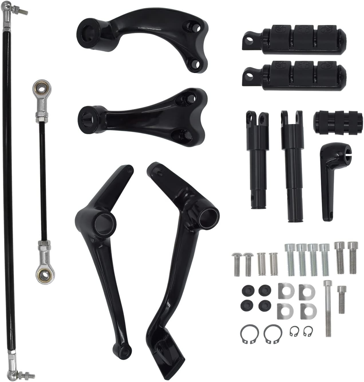 Motorcycle Forward Controls Complete Kit Pegs Levers Linkages Black Compatible with Harley Sportster 1200 Custom Seventy Two 883 Iron 04-22(B Black 2014-2022)
