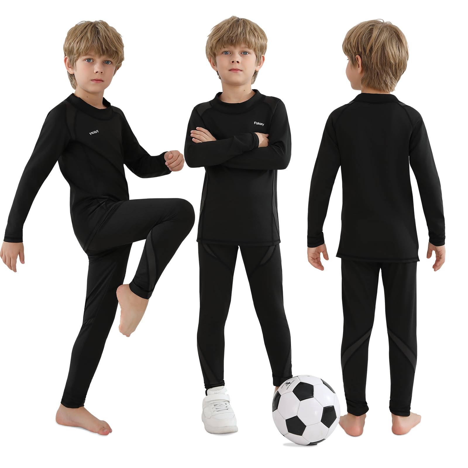 FALARY Kinder Thermounterwäsche Set Jungen & Mädchen, Skiunterwäsche Winter Funktionsunterwäsche, Thermo Unterwäsche Atmungsaktiv Thermohose Thermounterhemd Warm Weich