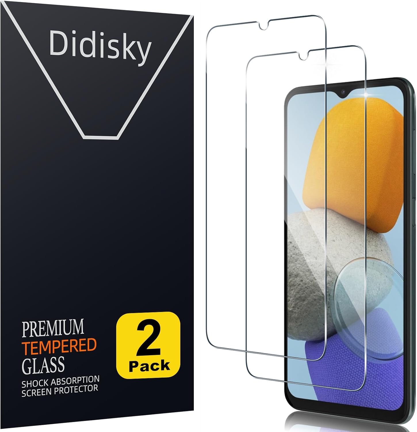Didisky Tempered Glass Screen Protector for Samsung Galaxy M13 / M23 5G 6.6'' (Not For Samsung M13 5G), [2 Pack] Screen Protector,Soft Touch,Easy to Clean,Easy to Install,Transparent