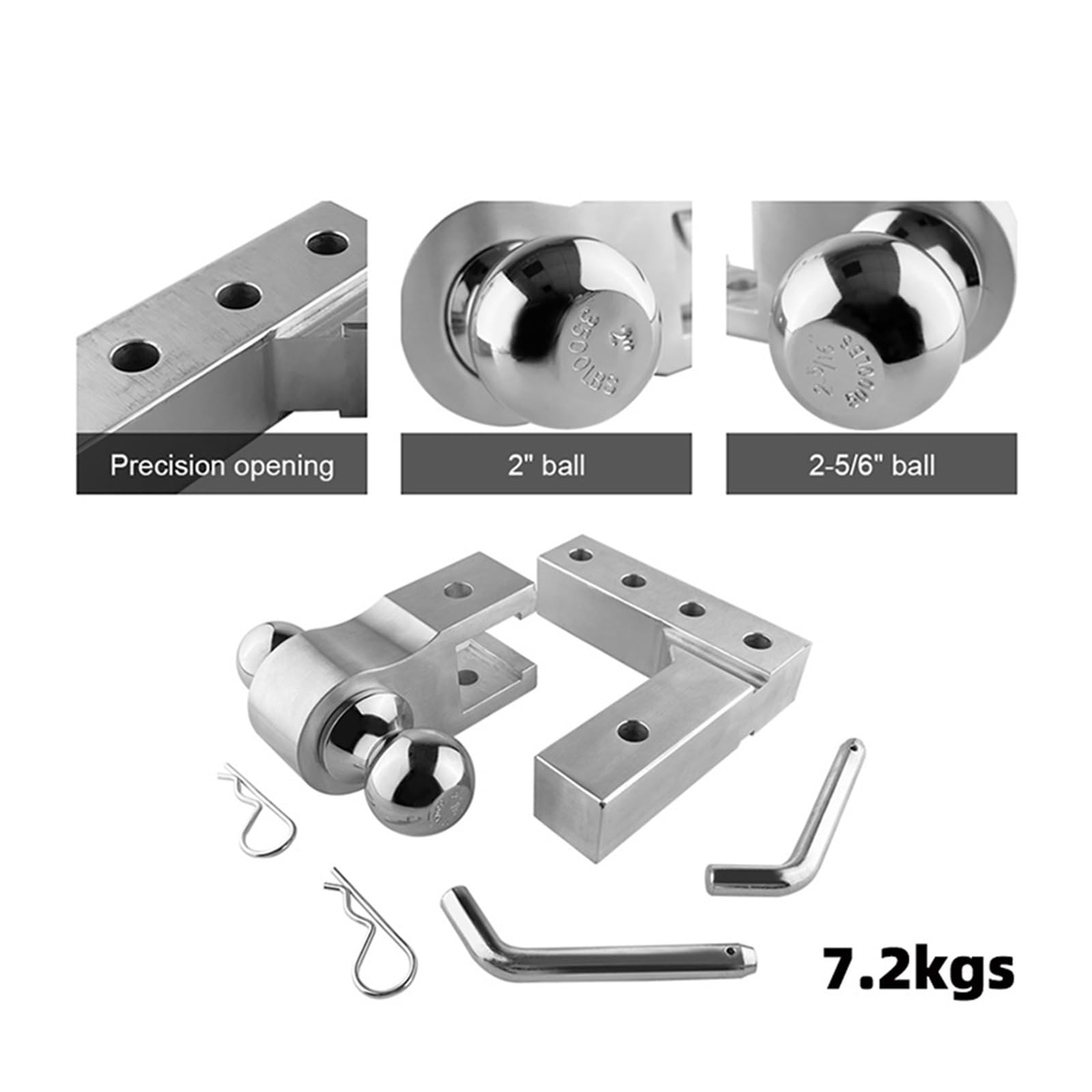 Anhängerkupplung, 4-stufig Verstellbarer 6-Zoll-Anhänr Aus Aluminium Mit Abschlepphaken, Doppelte Kulhalterung, 2-Zoll-Standardempfänrteile