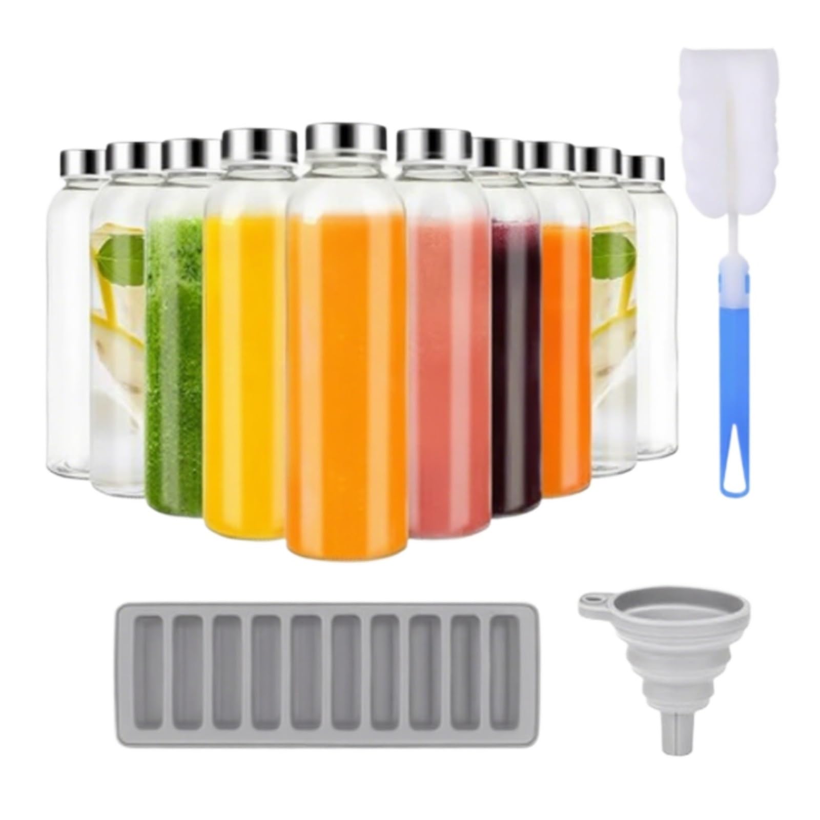 Botes Cocina Almacenaje Botellas De Vidrio Reutilizables Con Tapa For Jugo Y Café Frío Tarros De Cristal Con Tapa(10pcs)