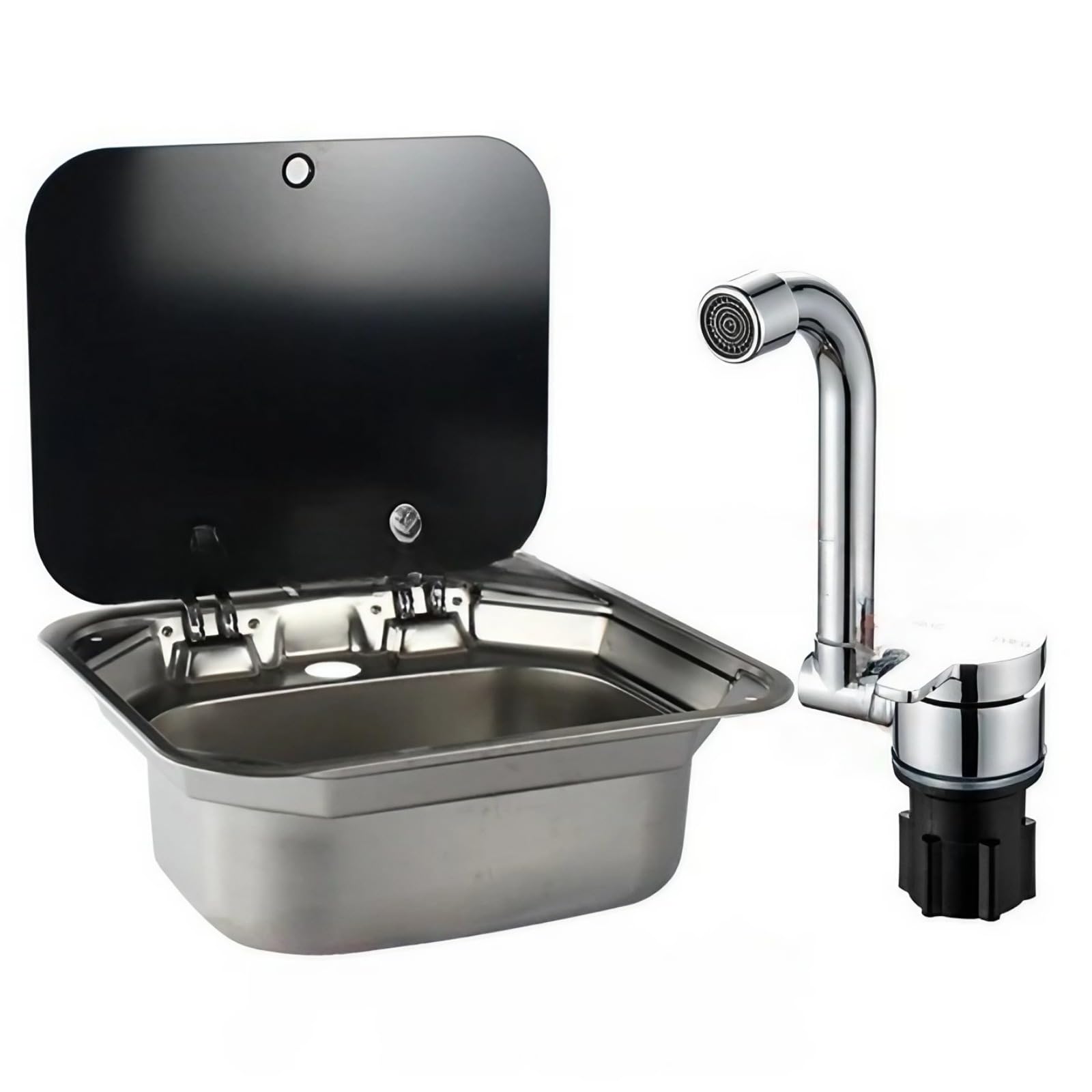 Grifo plegable para autocaravana,rotación de para 360°, grifo mezclador de fregadero con manguera de entrada de manguera, grifo de agua plegable giratorio