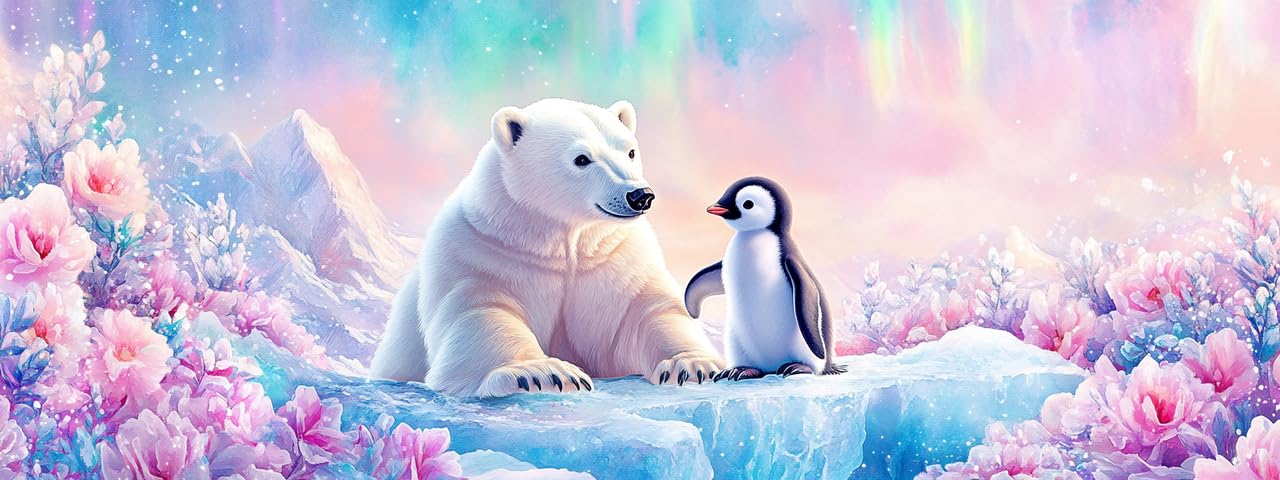 Bimkole Large Diamond Art Kits for Adults Bear, Full Drill 5D DIY Rhinestone Embroidery Set Paint with Diamonds Animal Penguins by Number Kits Cross Stitch Home Wall Craft Decoration 30x80 cm