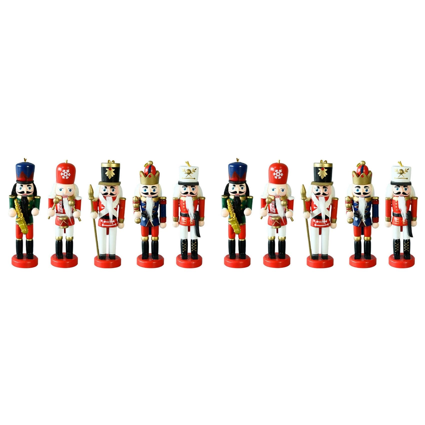Vjsujehgy 10Pc Christmas Nutcracker Wooden Ornaments Saxophone Soldiers Manual Decorations 13cm Christmas Tree Decoration