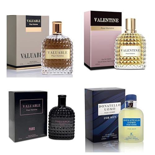 Juego de colonia para hombre, 4 x 3.4 fl oz Eau de Parfum  Paquete variado de colonia para hombres con diversos aromas  Set de regalo de colonia y
