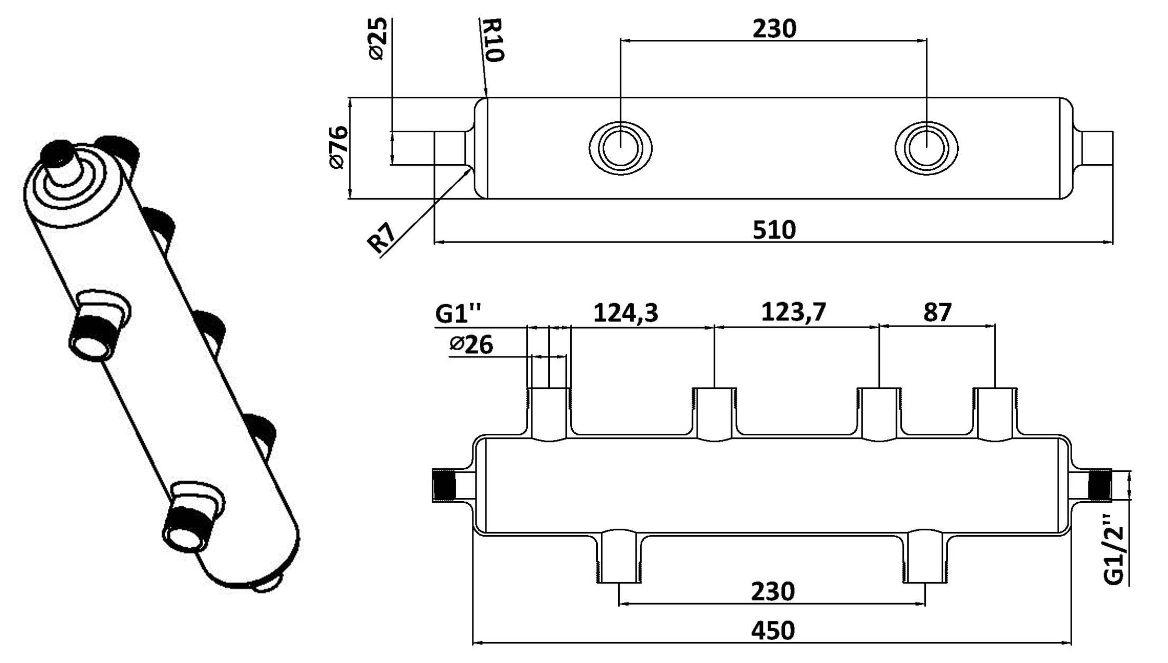 Separatore Idraulico 6x1 Pollice GZ 2x1/2 Pollice GW Acciaio Inox 10 Bar Accoppiamento Valvola Di Spurgo Scarico Corpo Di Accoppiamento Per impianto Di Riscaldamento
