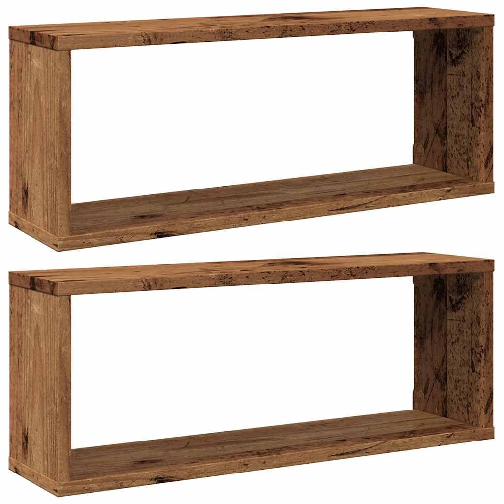 vidaXL Wall Cube Shelves 2 pcs, Floating Shelves for Living room, Wall Shelf, Cube Storage Organiser, Modern Style, Old Wood Engineered Wood — image 1