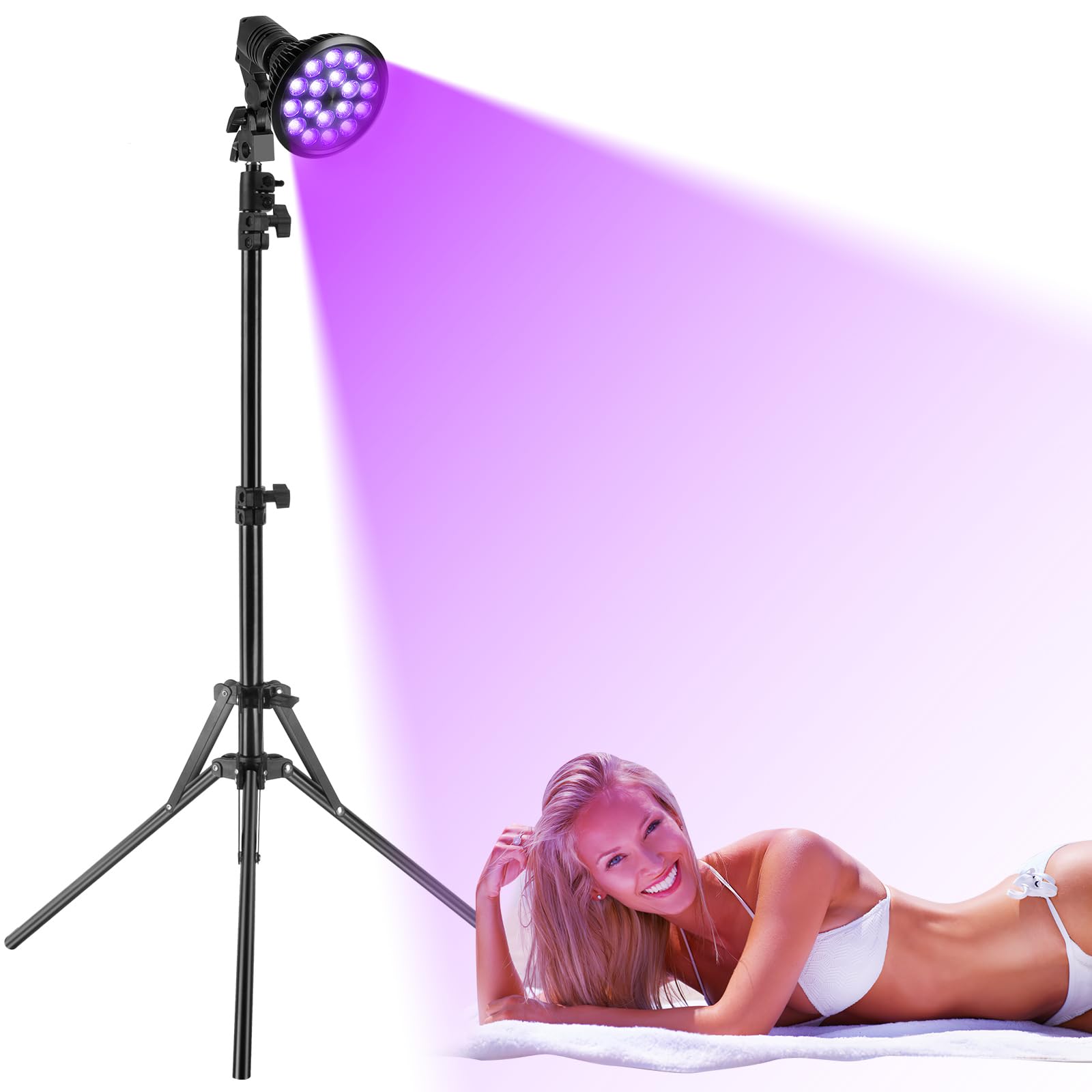 Tecey Lampada Abbronzante Viso Casa: 54w 395nm Lampada Abbronzante Corpo e Viso con Treppiede Telescopico Regolabile in Altezza Lampade Abbronzanti