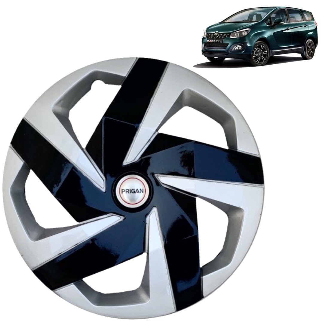 Prigan Wheel Cover for Marazzo Silver Black Wheel Cover 16" for Marazzo (Set of 4 Pcs) (Press Fitting) Model Name- Magnite DC 16