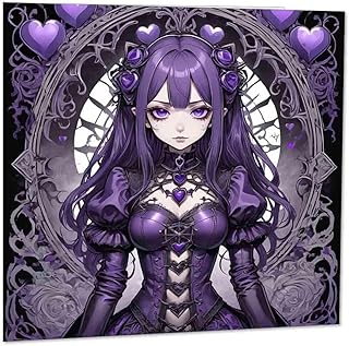 Carte de vœux gothique Anime Princesse 145 mm x 145 mm