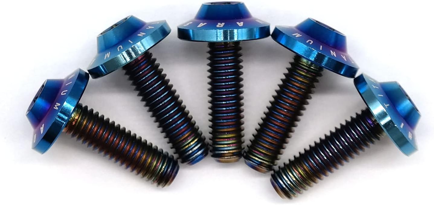 Front Brake Disc Rotor Mounting Bolts for Suzuki DRZ400SM 2005-2024, RM125X 1999-2000, RM125 2000-2008, RM250 2000-2005 Titanium Tapered Torx Screws M6x20 6 Pcs