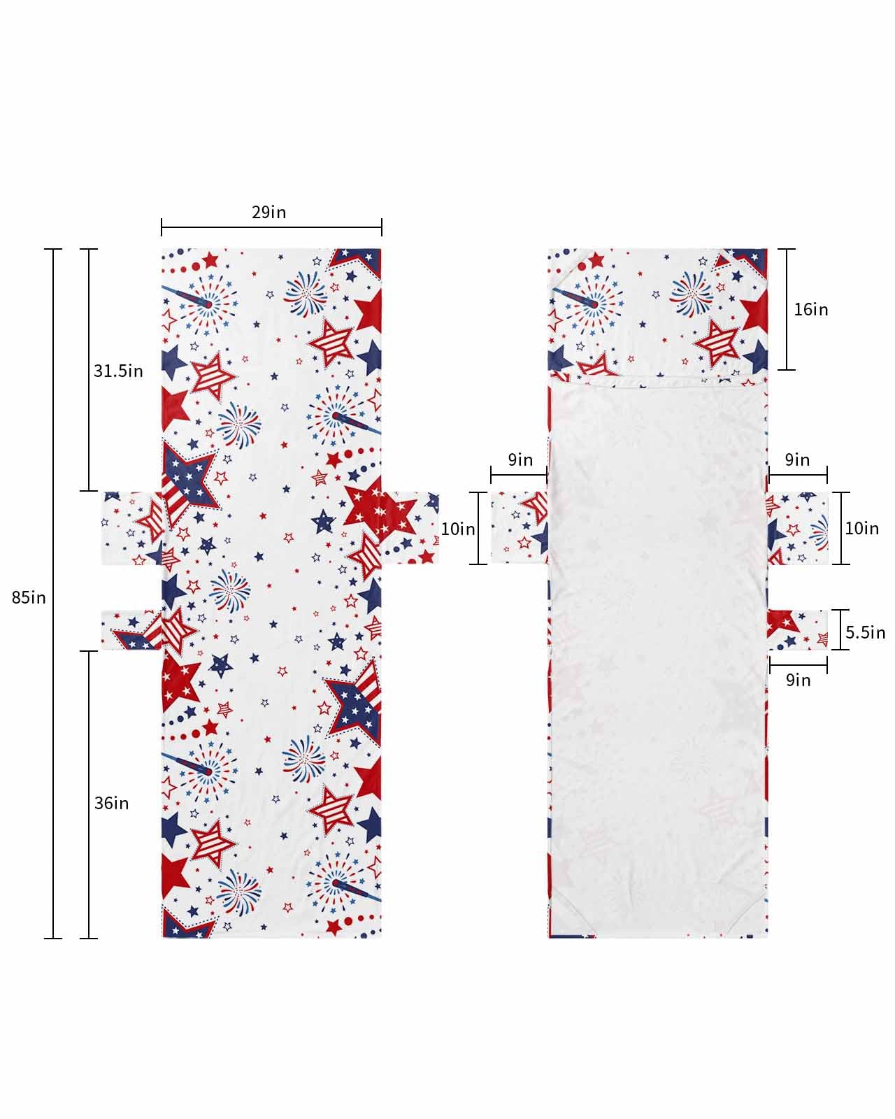 Red Blue Star 4th of July Beach Lounge Chair Towel Cover, Soft Chaise Lounge Towel with Side Pockets Patio Pool Chairs Cover for Beach/Pool Sunbathing 29x85 Independence Day Fireworks