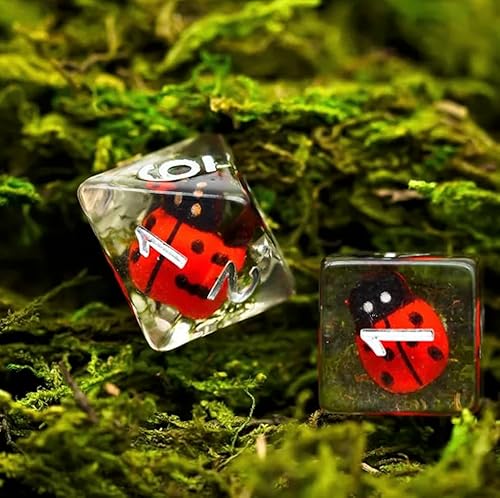 Epic Forge Set mit 7 Würfeln aus Kunstharz, Serie Einsatz – in Box – Marienkäfer
