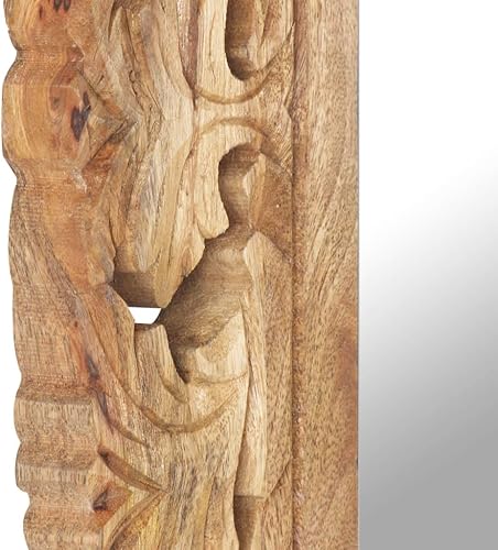 Miniatura 5 de Espejo tallado a mano, espejos para pared, espejo de baño, decoración elegante de oficina, Espejos decorativos de Pared, con patrón marrón tallado a