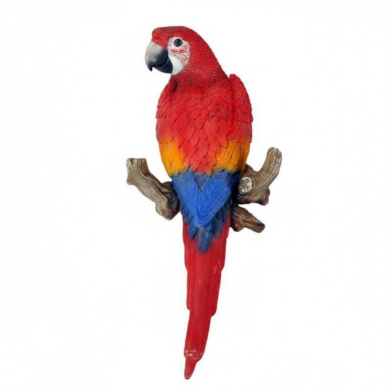 Statue perroquet rouge en résine pour décorer votre salon ou sublimer un grand arbre de jardin