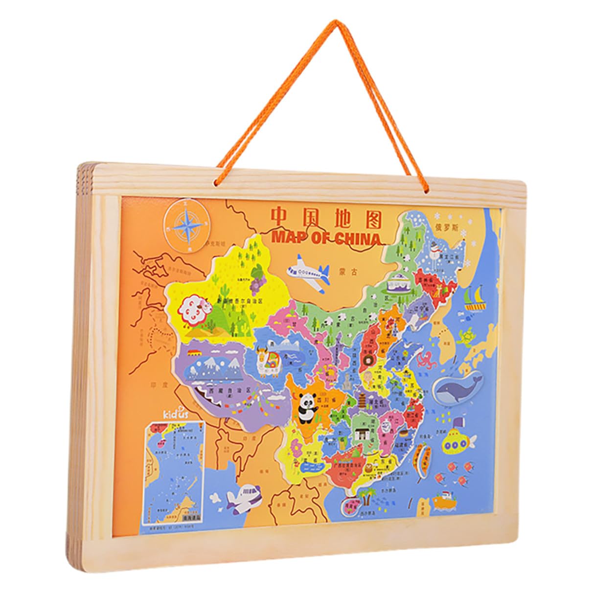 HEMOTON Rompecabezas de Mapas del Mundo China de Madera para Niños, Juego Educativo Que Mejora la Coordinación Mano-Ojo y Habilidades de Pensamiento Aprendizaje de Geografía