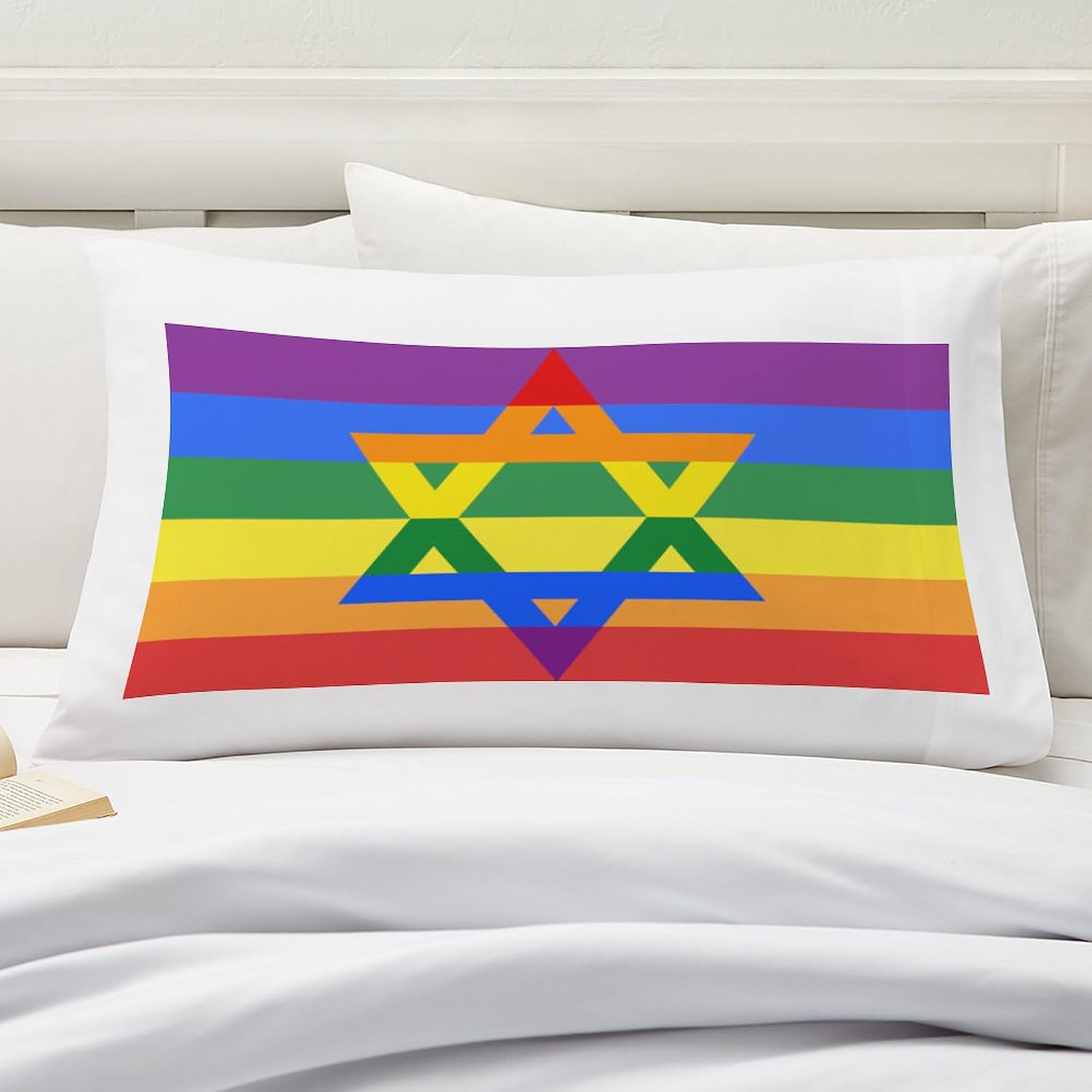 CafePress Rainbow Star of David Pillow Case Standard Size Pillowcase, Lumbar Pillow Cover Fleece
