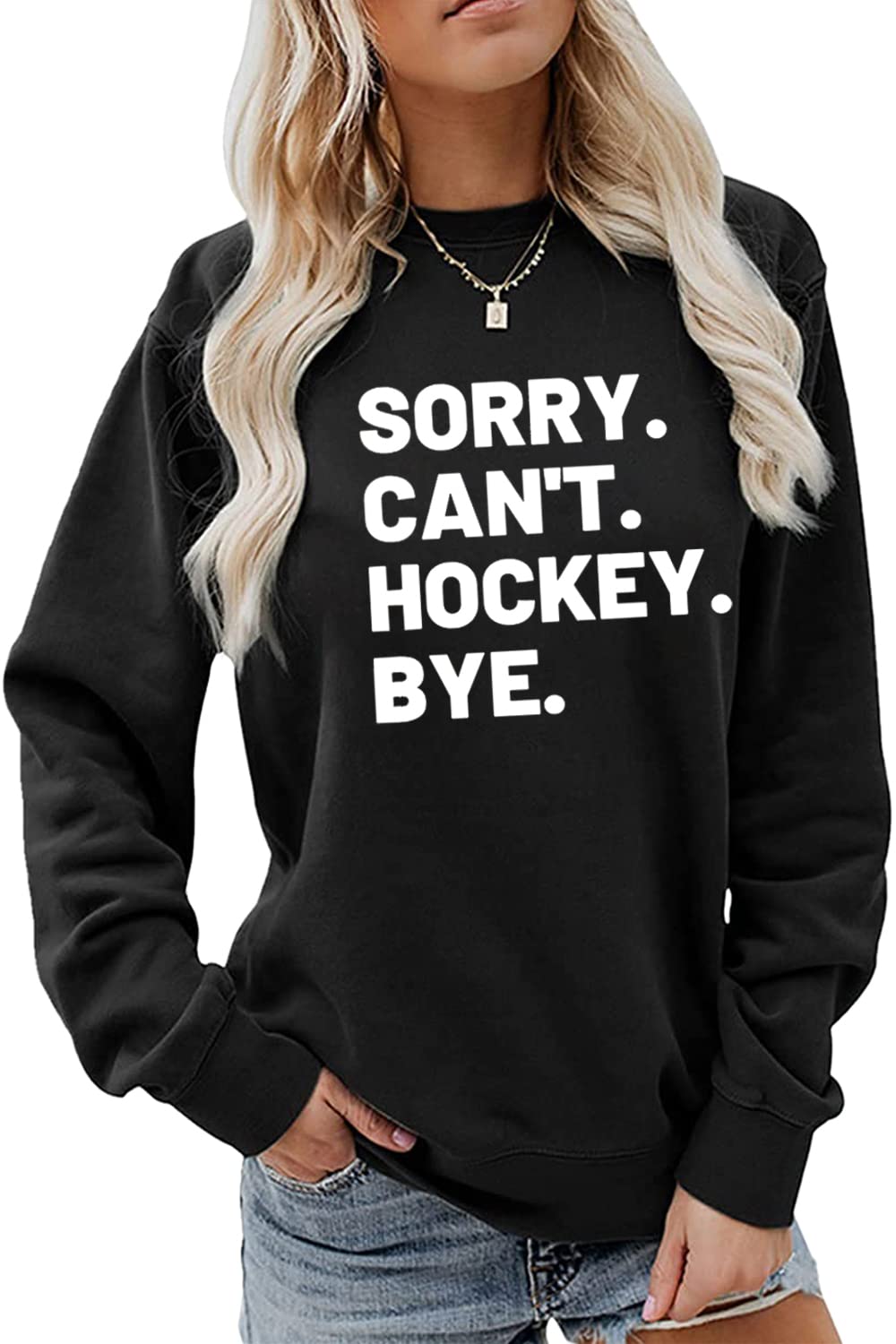 Plbse Unisex Black Sorry Can't Hockey Bye Sweatshirt, Hockey Player Sweatshirt, Hockey Life Hoodie, Cool Hockey Lover Pullovers Shirt Gift, Xl