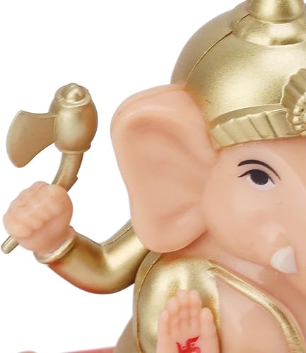 Miniatura 3 de AUNMAS Indian Ganesh Idol - Decoración para tablero de instrumentos de automóvil, estatua hindú de Ganesha, elefante, dios, con energía solar,