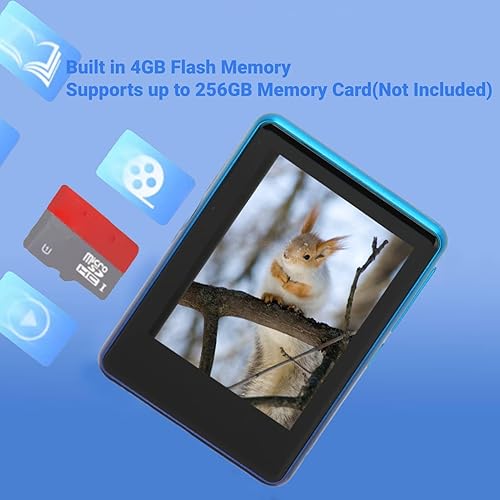 Miniatura 6 de Reproductor MP3 Bluetooth 5.0, mini reproductor de música portátil con pantalla táctil completa de 2.4 pulgadas, compatible con radio FM, grabadora,