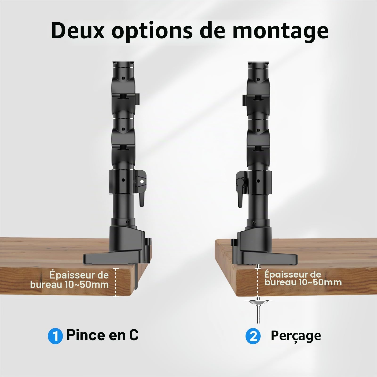 Wiltec Support TV Triple pour 3 Écrans 17"-27" – Fixation sur Bureau orientable +45°-45° et inclinable +90°-90° – capacité de Charge 9 kg – Support télé