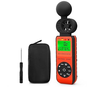 Heat Stress Meter Anemometer,Outdoor Wet Bulb Globe Thermometer WBGT for Wind Speed/Humidity/WBGT Alarm and Temperature C/F for Humidity Tester, Boat Sailing-AP-881W