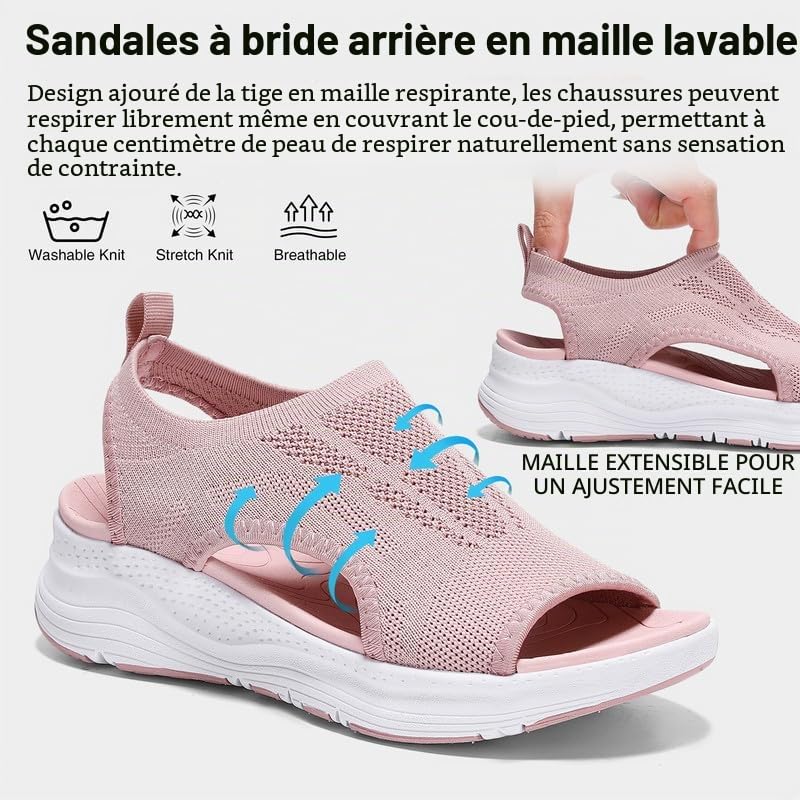 ziitop Sandales Femme été Confortable Sandale Orthopedique Semelle Compensées Femme Tropeziennes Chaussures à Bride arrière lavables Été Bout Ouvert Chaussures de Marche, Sportives