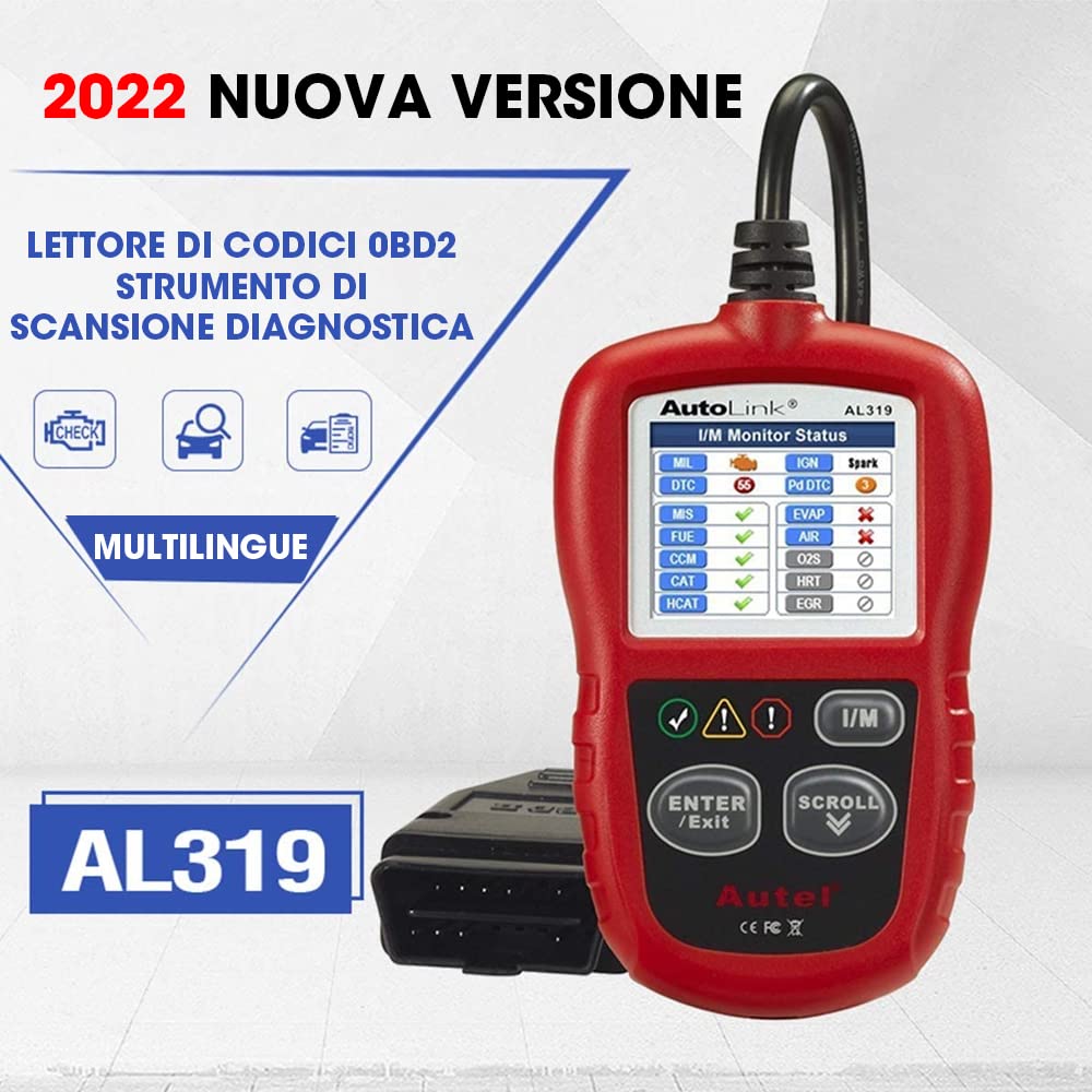 Autel AutoLink AL319 Can Bus Diagnosi OBD2 Auto Lettore di Veicoli Strumenti Diagnostici per motore OBD-II Lettura e Cancellazione Codice di Errore per le Auto con Interfaccia Standard OBD-II