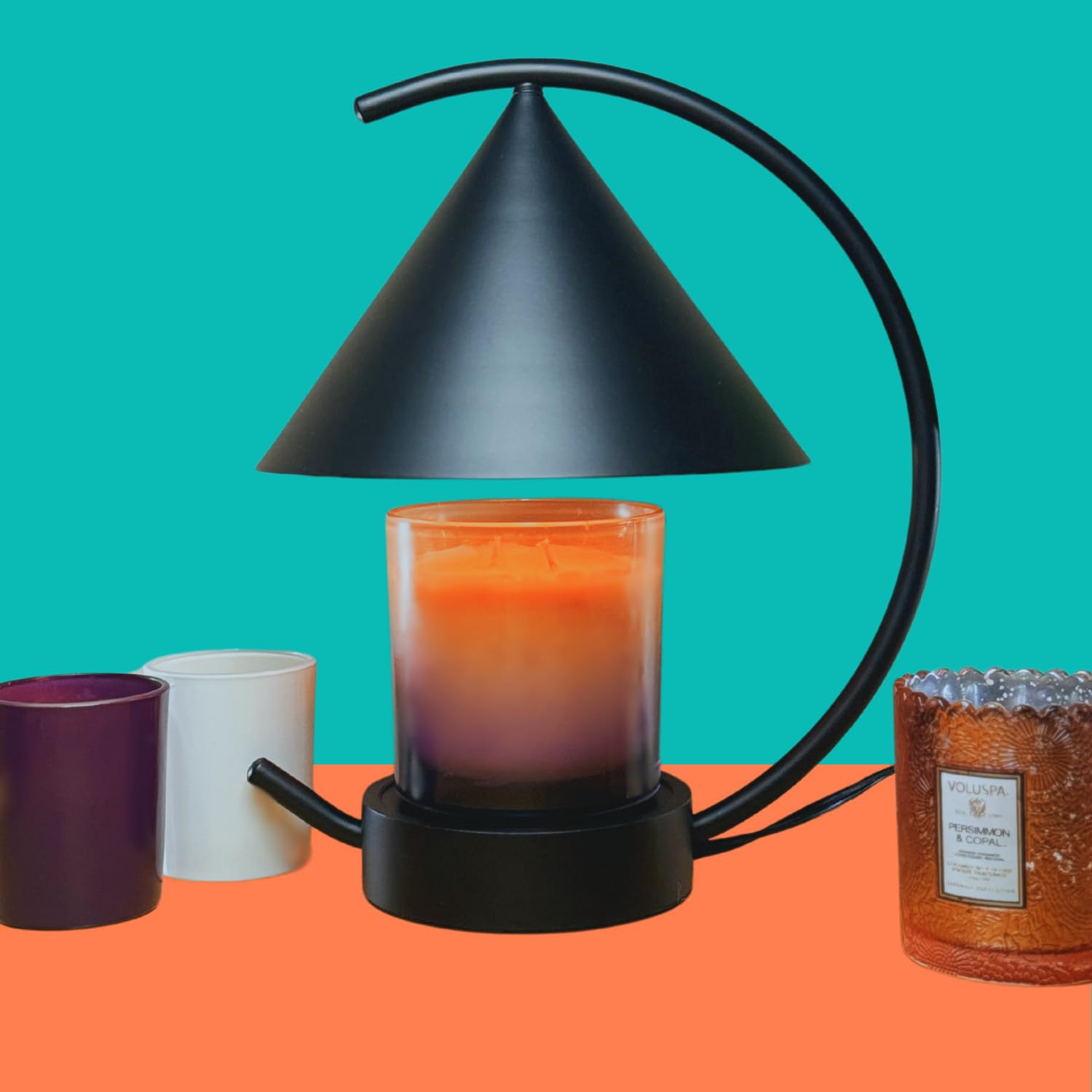 Tsukimi TouchOn Candle Warmer Lamp w/2 Bulbs,Design Inspired by The Moon,Simple&Intuitive Design to Touch On/Off&Dim,no switches,Extra Large Size w/ Wider Shade&Base,Suitable for Varieties Jar Candles