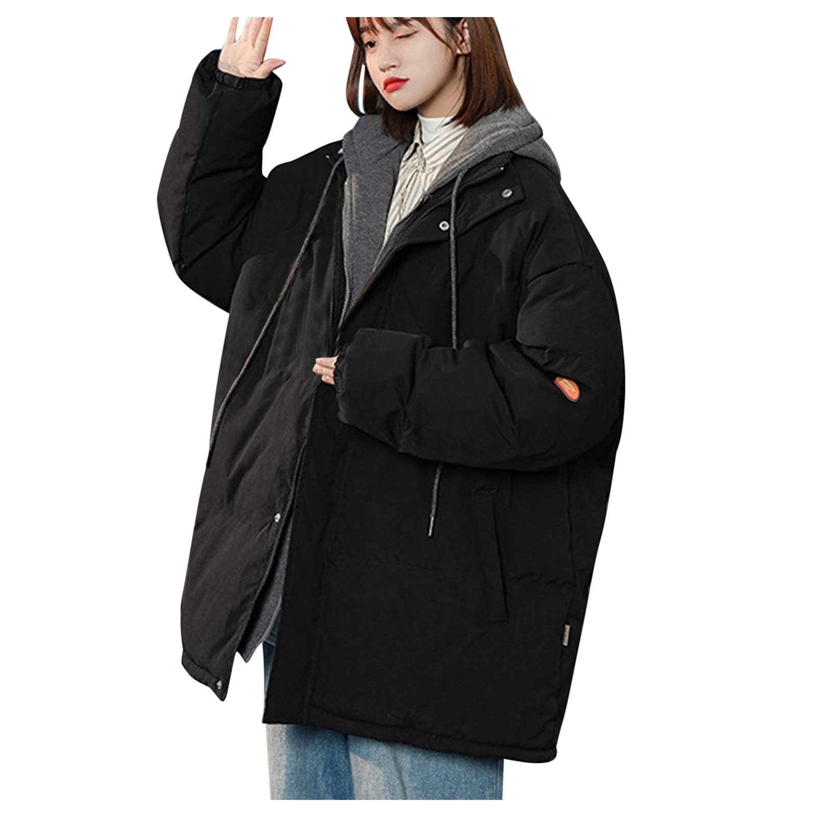 Cappotto Donna Con Cappuccio Invernale Giacca Curvy Lungo Giubbotto