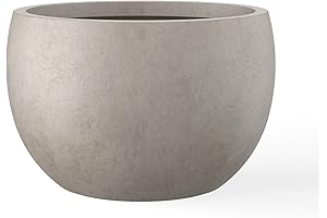 Kante 19.9" Dia Round Concrete Garden Planter with Ample Drainage