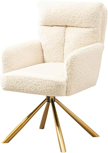 Miniatura 8 de Ugijei Silla de escritorio de oficina de terciopelo sin ruedas, moderna silla giratoria con patas doradas, silla de trabajo de computadora de