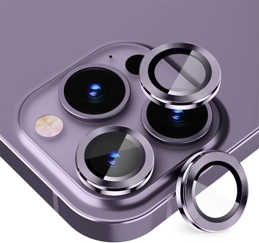Camera Lens Protector for iPhone 14 Pro 6.1"& iPhone 14 Pro Max 6.7", Tempered Glass Camera Lens Protector Tempered Glass Lens Ring Cover Fit for iPhone 14 Pro/iPhone 14 Pro Max (Purple)-image-30