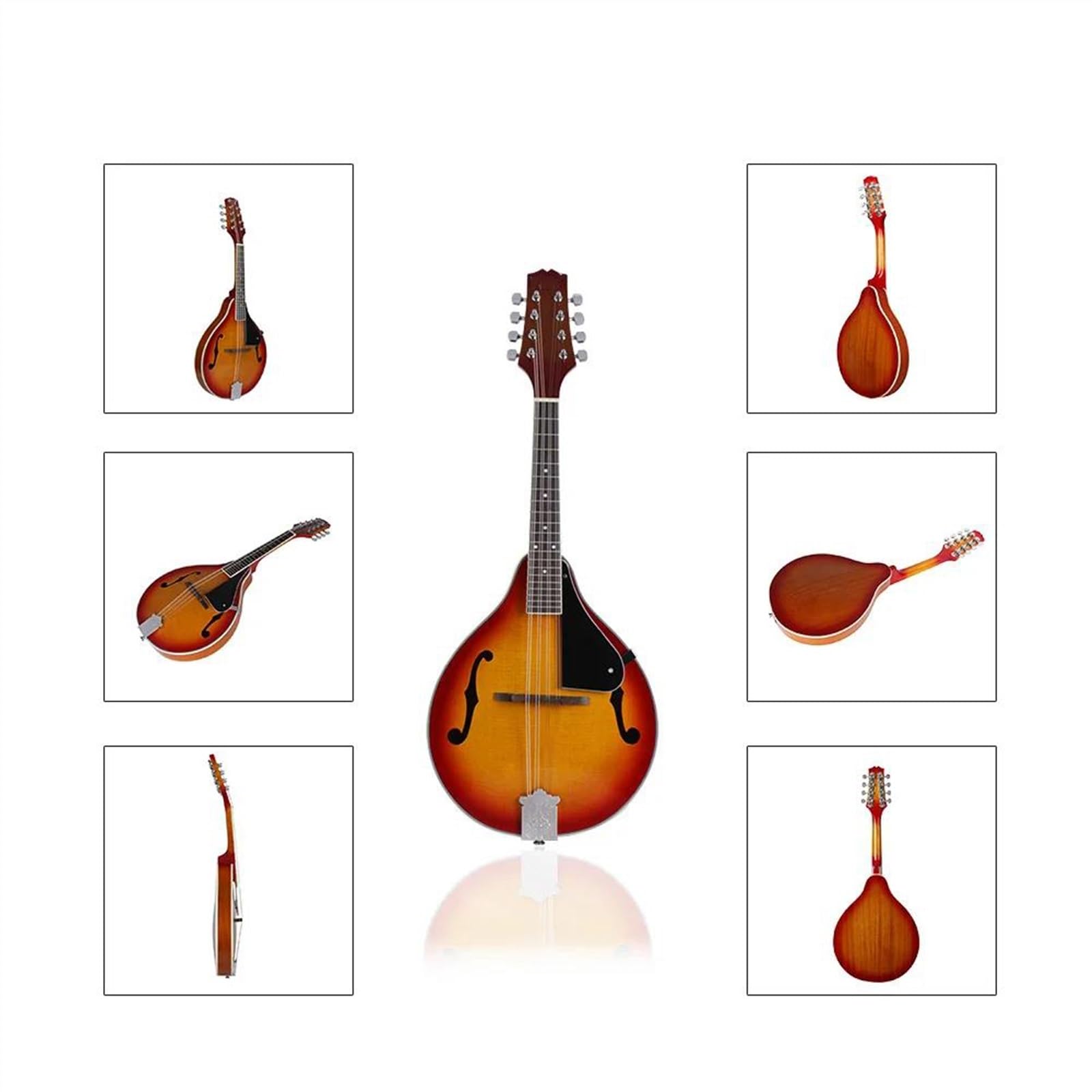 8 Saiten Mandoline Gitarre Klassisches Melodieinstrument A Stil Mandoline Mit Tragerucksack Stoffzubehör(Sunset)