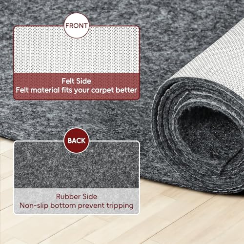 Felt and Rubber Backing Rug Pad, 2"x10" Non-Slip Rug Pads, 1/8” Thick, Under Area Carpet Protective Pads, Cushioned Gripper Pads for All Floors and Finishes, Keeps Rugs in Place, Soft and Secure - Image 3