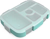 Bentgo® Kids Tray with Transparent Cover - Reusable, BPA-Free, 5-Compartment Meal Prep Container with Built-In Portion Control for Healthy, At-Home Meals & On-the-Go Lunches (Seafoam)