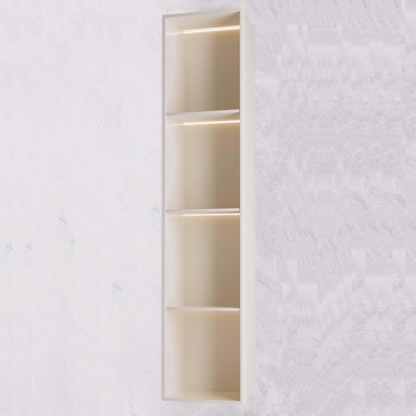QUSYZD Brushed Stainless Steel Shower Niche with LED Light, Recessed Storage Solution for Bathroom, Kitchen & Toilet, Off White, 120x28x12.5cm,Off White-120x28x12.5cm