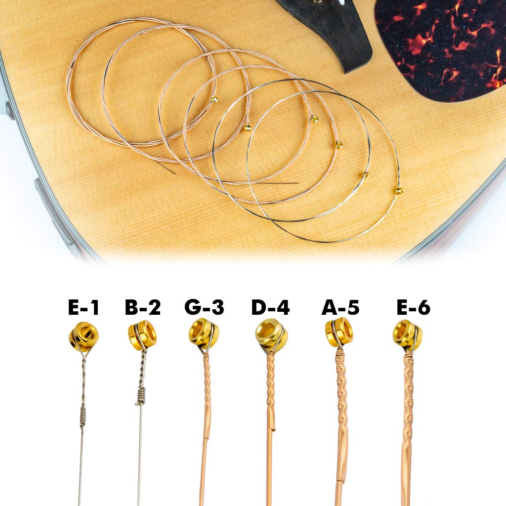 KINGDUO 24Pcs / 4Pack Cuerdas De Guitarra Acústica Profesional Recubrimiento De Bronce Fosforoso Acero Alambre .012-.053 Inch Sensación De Mano Dura Na-G3