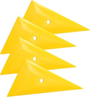 Car Tint Squeegee, Window Glass Film Tool, Triangle Shape, Stiff Plastic Hard Card for Car Vinyl Wraps, Decals, Stickers Applicator, Yellow, Pack of 4