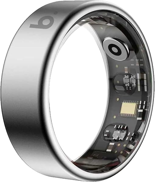 b.ring スマートリング G2 チタンモデル 健康管理 睡眠管理 AI分析 Android iPhone対応 専用アプリ 最大7日間持続 IP68 5ATM 防水 歩数計 超軽量 ポータブル充電ケース付き (シルバー, US12号 日本基準26〜28号/内周67.5mm) - 1