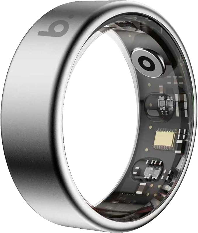 b.ring スマートリング G2 チタンモデル 健康管理 睡眠管理 AI分析 Android iPhone対応 専用アプリ 最大7日間持続 IP68 5ATM 防水 歩数計 超軽量 ポータブル充電ケース付き (シルバー, US9号 日本基準18〜20号/内周60.0mm)
