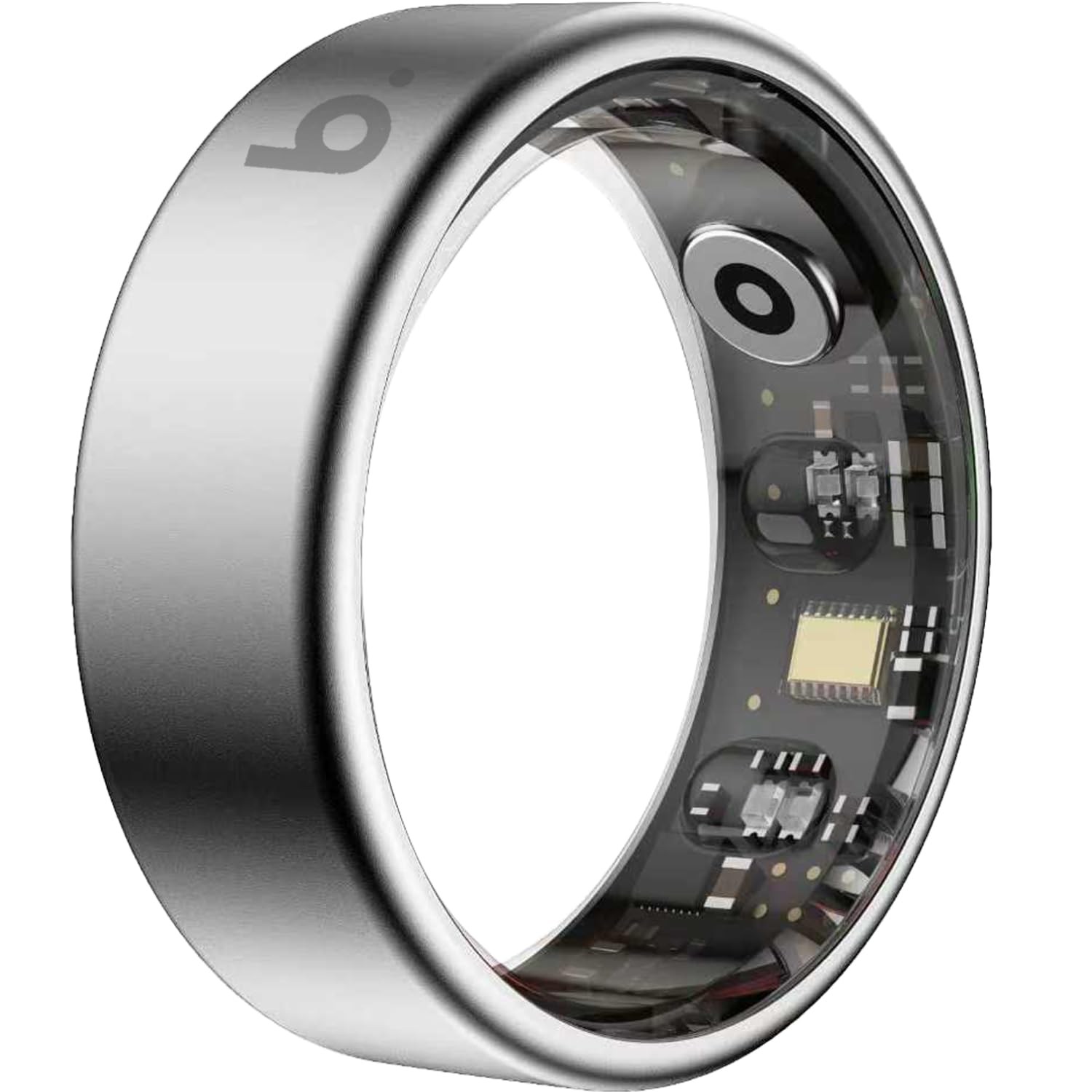 b.ring スマートリング G2 チタンモデル 健康管理 睡眠管理 AI分析 Android iPhone対応 専用アプリ 最大7日間持続 IP68 5ATM 防水 歩数計 超軽量 ポータブル充電ケース付き (シルバー, US12号 日本基準26〜28号/内周67.5mm)