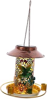Happyyami Feeder Solar Light Solar Light Feeder Solar Light Outdoor Solar Lantern Outdoor Bird Feeder Hanging Outdoor Hanging Solar Lights Bird Feeders for Outdoors Hanging Iron Bird Feeder
